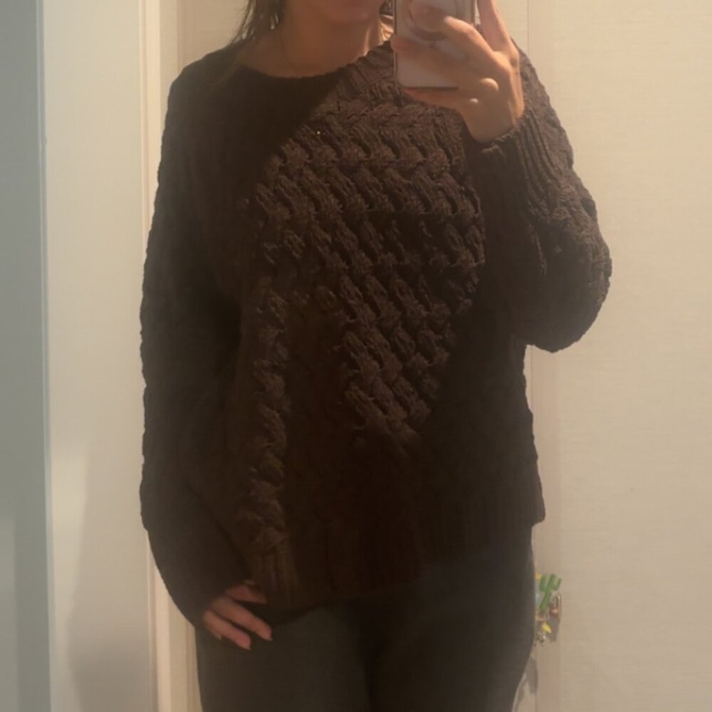 Nordstrom Bobeau Size Extra Large Brown Cable Knit Sweater